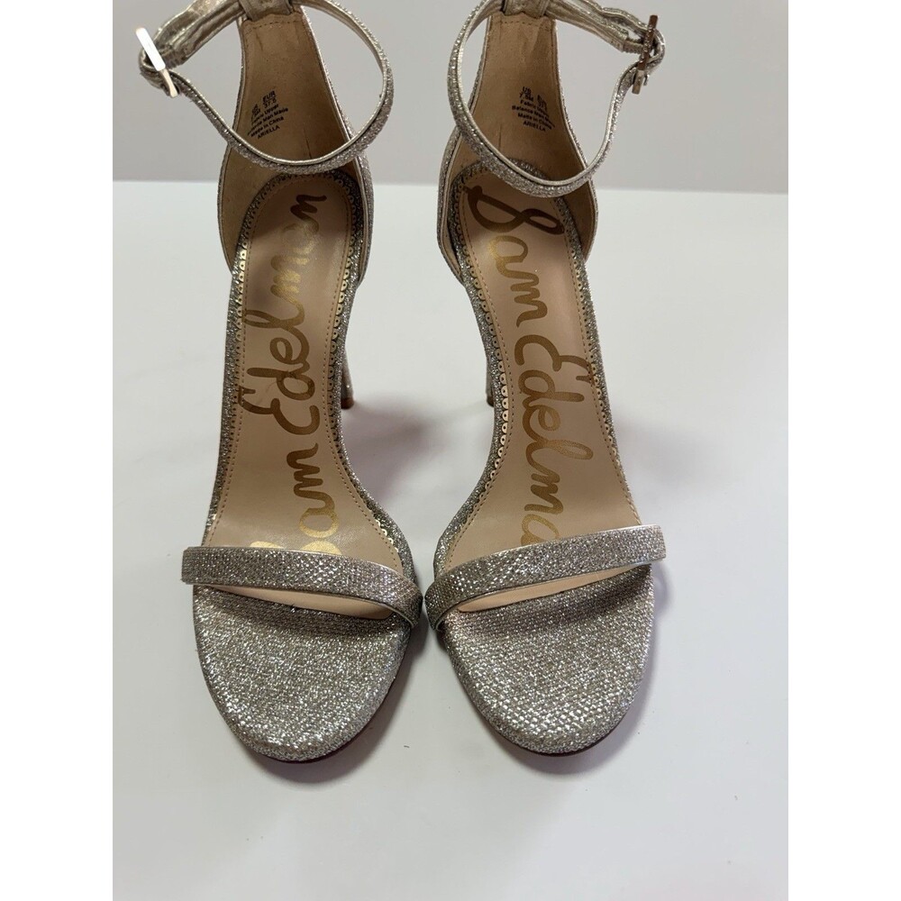 Sam Edelman Ariella Gold Sparkle Sandals w/Stiletto Ankle Strap. Women’s 7.5 - Picture 2 of 12